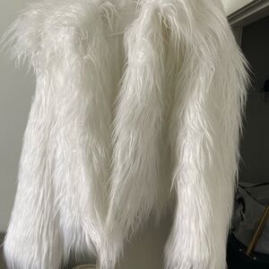 Elegant White Faux Fur Jacket
